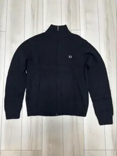 FRED PERRY ネイビー ジップアップ セーター S