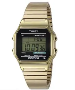 美品 TIMEX デジタル腕時計 ゴールドカラー