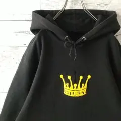 人気☆ステューシー 刺繍 パイルロゴ クラウン ビッグロゴ パーカー M
