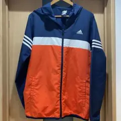 adidas フード付きジャケット ネイビー/オレンジ