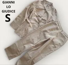 ジャンニ セットアップ 麻混風 ベージュ S シンプル コットン パンツ 脚長