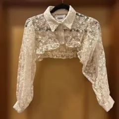 épiné アイボリー レース クロップドシャツ