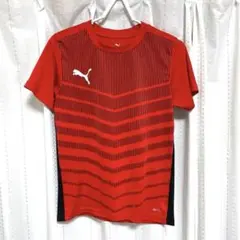 Puma ストライプデザイン Tシャツ レッド　サッカー