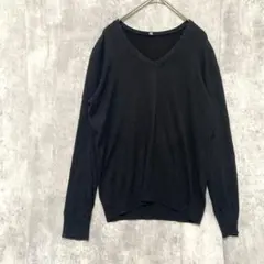 ヴィンテージ　Vネック 長袖セーター M ブラック　薄め　オフィスカジュアル