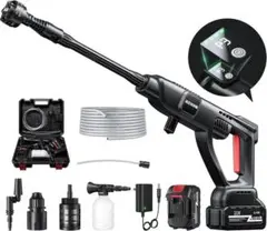 高圧洗浄機 コードレス充電式 大容量バッテリー 6-in-1多機能ノズル