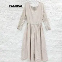 RAMIRAL ドッキングロングワンピース　ライトベージュ　S フレア　リブ