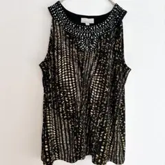 CAROLYN TAYLOR ノースリーブチュニック アニマル ビジュー