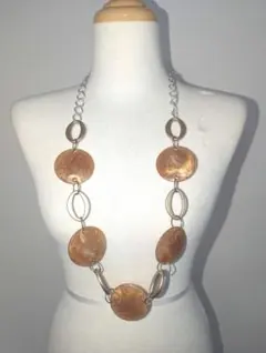 カジュアル ロングネックレス ブラウン