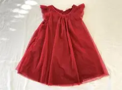 H&M 赤ラメ入りチュールドレスワンピース　【100cm】