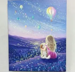 F3キャンバス アクリル画 人魚姫 花火 リトルマーメイド 絵画 風景画