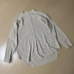 プラージュ Plage コットンリネン バンドカラー ホワイト ロングシャツ 
