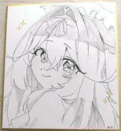 ま*照様 手描きイラスト色紙名探偵プリキュア！森亜るるかキュア