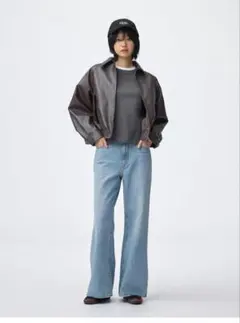 gu GU ライトブルーデニム ワイドレッグパンツ