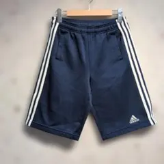 90s adidas 3本ライン ジャージーショートパンツ 140cm ネイビー