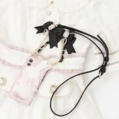 LIZ LISA ハート リボンビジュー マルチストラップ ブラックのサムネイル