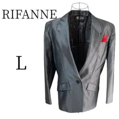 RIFANNE リファンネ テーラードジャケット シルバー グレー 光沢感 L