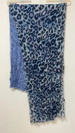 青系ヒョウ柄ストール