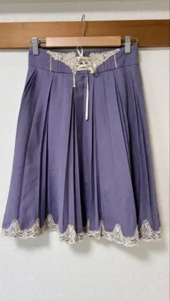 axes femme レースアップ 膝丈スカート パープル レース クラシック