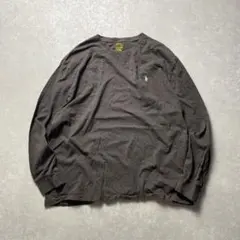 POLO RALPHLAURENロングスリーブTシャツダークブラウン刺繍ロゴ古着