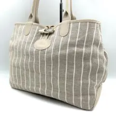 美品 ロンシャン 283 トートバッグ リバーシブル キャンバス レザー A4