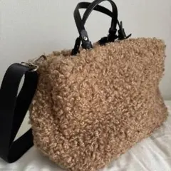 【ZARA】ショルダーバッグ／ハンドバッグ　ブラウン　ボア　◆更にお値下げ◆