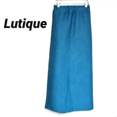 2456M リブ しまむら　ロングタイトスカート　ウエストゴム　L 青　シンプル