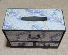 和風花柄ティッシュボックス・小物入れ 2段引き出し【美しい工芸品】