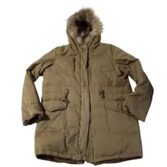 コムサイズムタヌキファー ダウン モッズコートカーキー L 美品