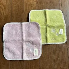 【新品未使用】renomaタオルハンカチ 2枚セット ピンク&グリーン