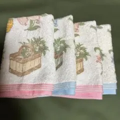 花とバスケットのウォッシュタオル　日本製