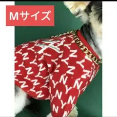 犬服 ニット NY　総柄　 赤色　Mサイズ　ペット用　ドッグウェア　ペット用品のサムネイル