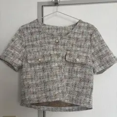 SHEIN Dazy ツイード調 半袖トップス Lサイズのサムネイル