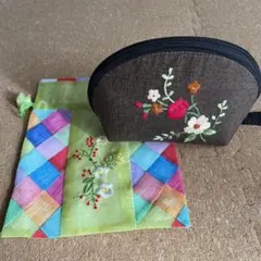 アジアン　雑貨　ポーチ　巾着　２点セット