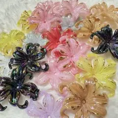 カラフル花形デコパージュパーツ