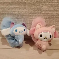 新品！ふわふわしっぽマスコット(シナモロール&マイメロディ)