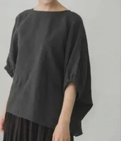 かぐれ シアーリネンワイドプルオーバー チャコールグレー kagure