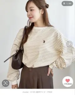 wego U.S. POLO ASSN. 別注だぼそでカラーロンT ボーダー