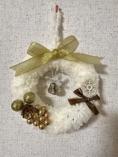 リース　ホワイトファーリース　ハンドメイド　クリスマスリース