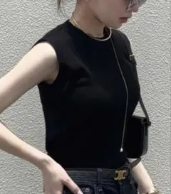 GRL ブラック ノースリーブ トップス Lサイズ