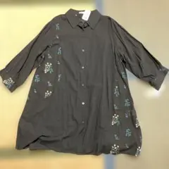 LAVIMORE 花柄刺繍シャツワンピース ブラック 3L 新品