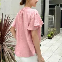 ノーリーズ NOLLEY'S　フレアスリーブ ブラウス　リネン混