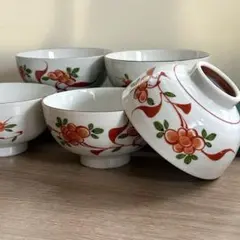 未使用】有田焼 醍醐 赤花絵 飯茶碗揃い 5客セット 花柄 和食器 - メルカリ