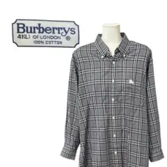 90s バーバリーロンドン ボタンダウン ノバチェック 刺繍ホース L