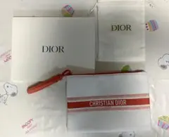 DIOR ディオール ノベルティポーチ 赤ロゴ 箱・巾着付き 非売品【新品】
