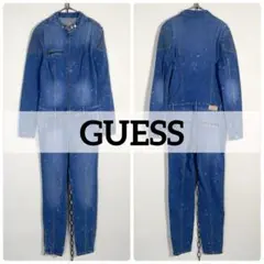 ★GUESS ジャンプスーツ ダメージ加工デニム ストレッチ バイカー グランジ