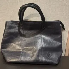 髭バッグ　レザートートバッグ ネイビー