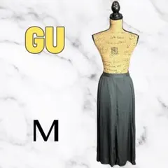 美品✨【GU】サテンマーメイドフレアスカート　ウエストゴム　光沢　ブラック　Mのサムネイル