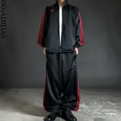 00s old adidas ジャージセットアップ上下 ビッグシルエット 黒赤