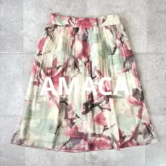 アマカ アートプリント フレアスカート ミディ丈 膝丈 M ウエストゴムのサムネイル