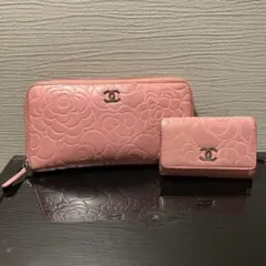 CHANEL カメリア　ラウンドファスナー＆キーケース